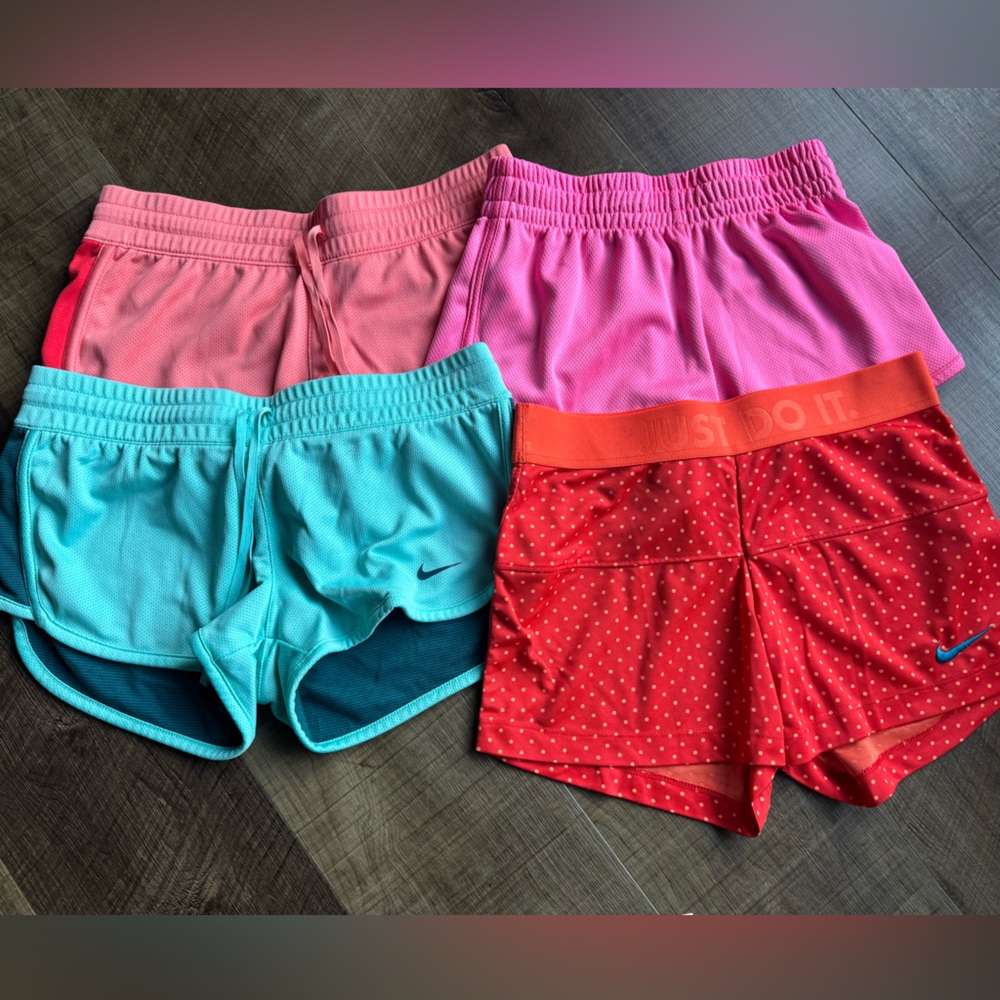 Nike and UA Women's Athletic Shorts - Pink, Orange and Blue